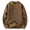 Men's Retro Half-High Collar Knit Sweater - Youthful College Style, Woolen Base Layer for Autumn/Winter