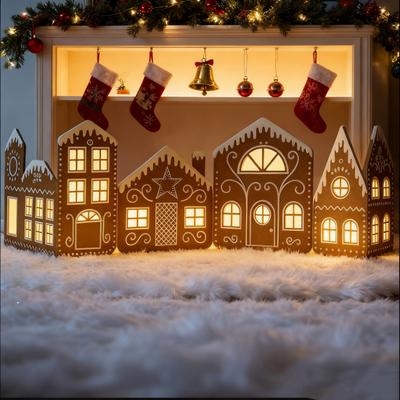 DIY Foldable Christmas Gingerbread House Cardboard Kit with LED Light Make A Gingerbread House Craft Kit for Home Kitchen Cabinet