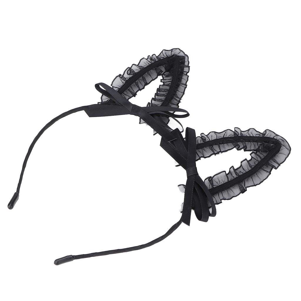 Lace Ear Headband Women Girls Cute Bowknot Decoration Halloween Cosplay Party Hairband
