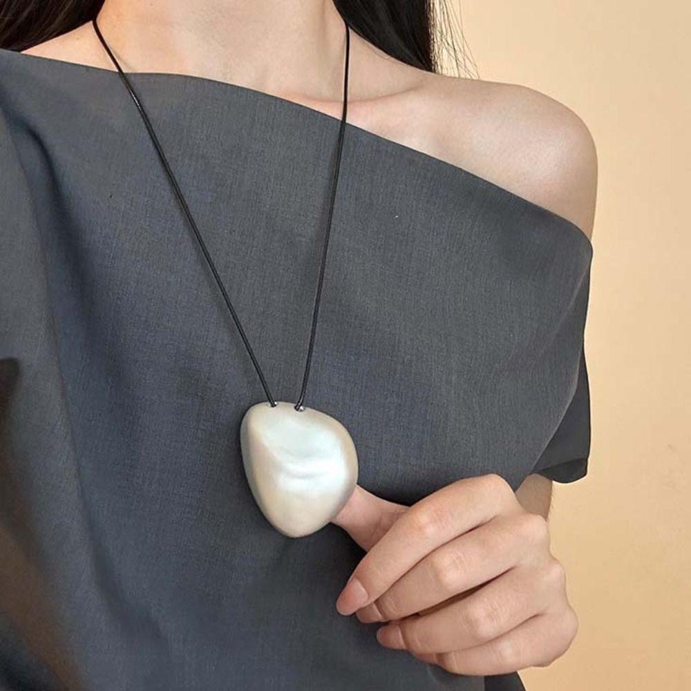 Gold Silver Irregular Necklace Minimalist Long Sweater Chain Fashion Geometric Pendant  Women Girls