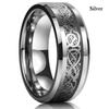 European & American Style Men's Titanium Stainless Steel Dragon Ring with Diamond Pattern
