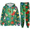 Party New Year Holiday 3D Printed Christmas Santa Claus Man Woman Hoodies Pants 2pcs Sets Casual Oversized Long Sleeve Set
