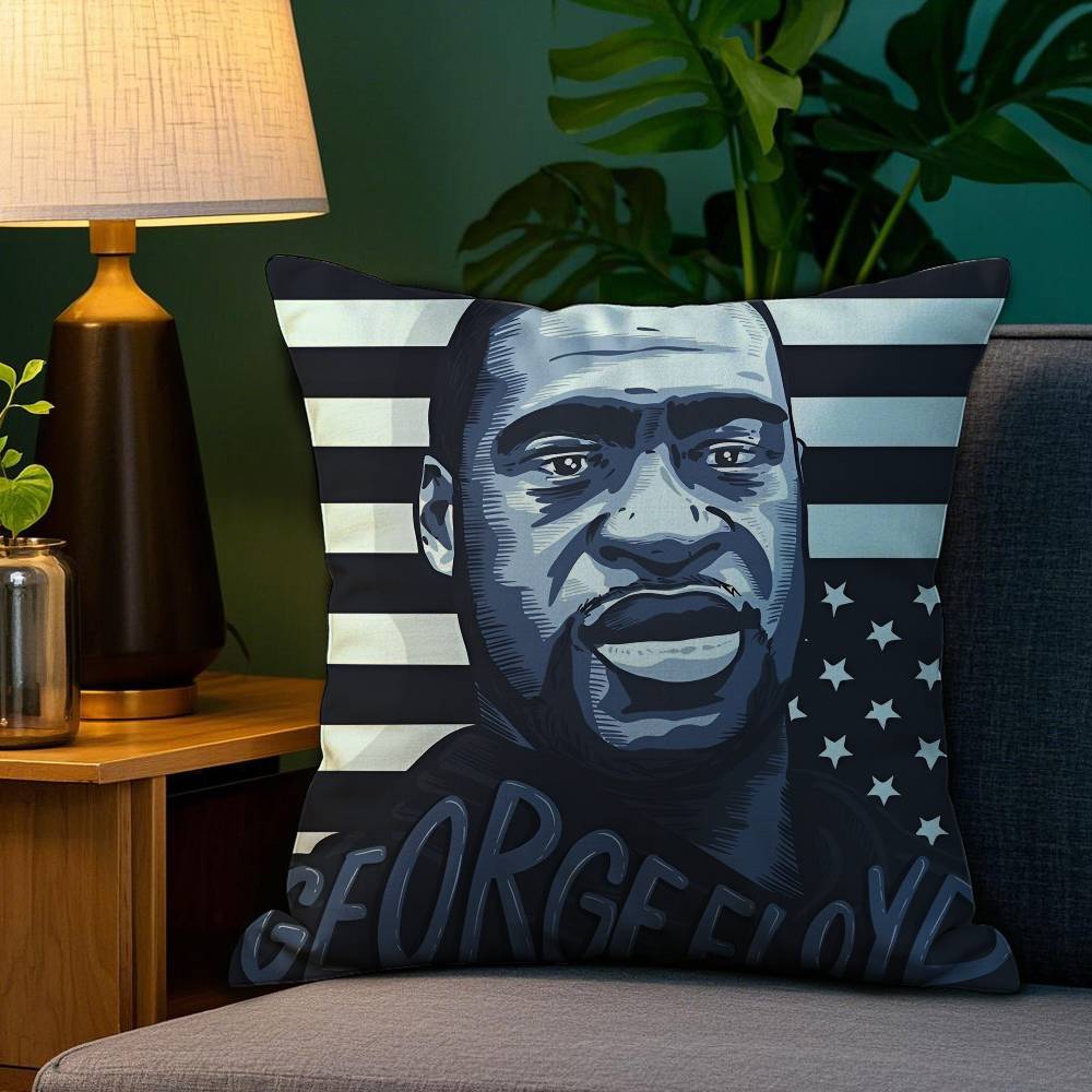 Famous G-George F-Floyd Pillow Case Anti-dustmite Pillowcase Invisible Zipper Silky Short Plush Sofa Cushion Cover
