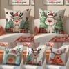 Christmas Reindeer Festive Moe Cushion Cover Pillowcase Short Plush Invisible Zipper Room Sofa Cushion Cover