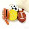 PU Leather Sports Theme Keychain Coin Pouch Small Wallet For Football Basketball Rugby Fan Waterproof Accessory