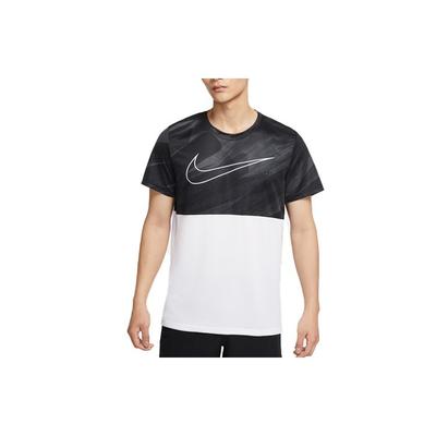 Pullover mit Logo-Print, Rundhalsausschnitt, Kurzarm-T-Shirt, Herren Oberteile, Schwarz Weiß DD1716-060