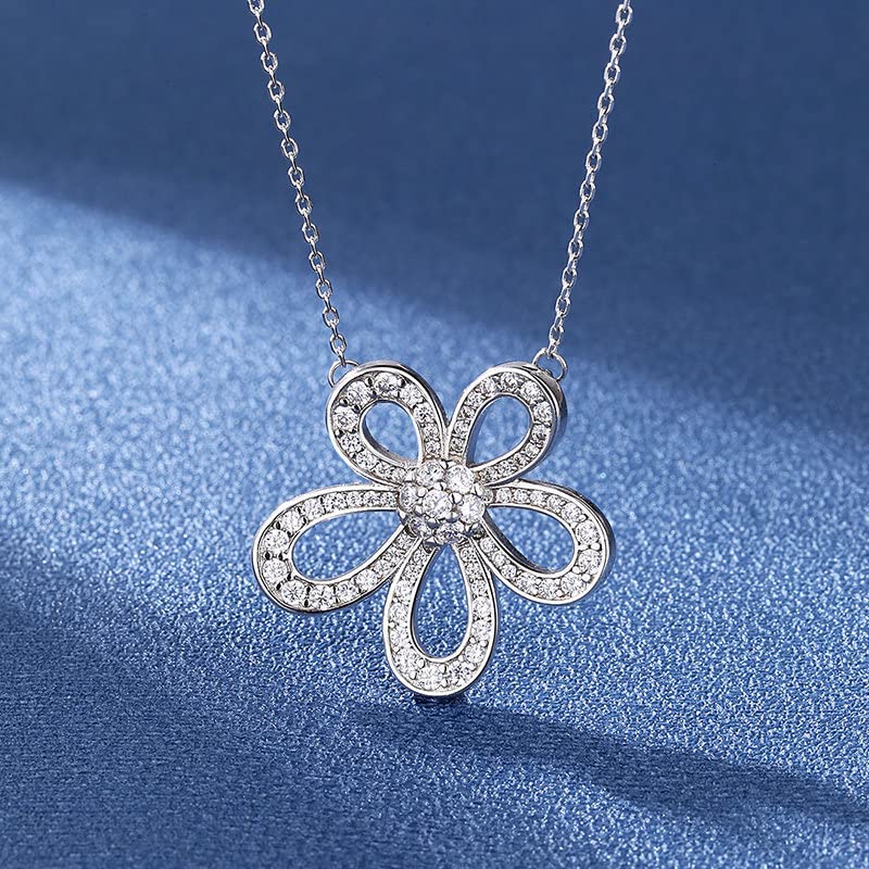 [AVANCE] Flower Necklace, Earrings, Ring, Zirconia, Large Size, Women's (Necklace)
