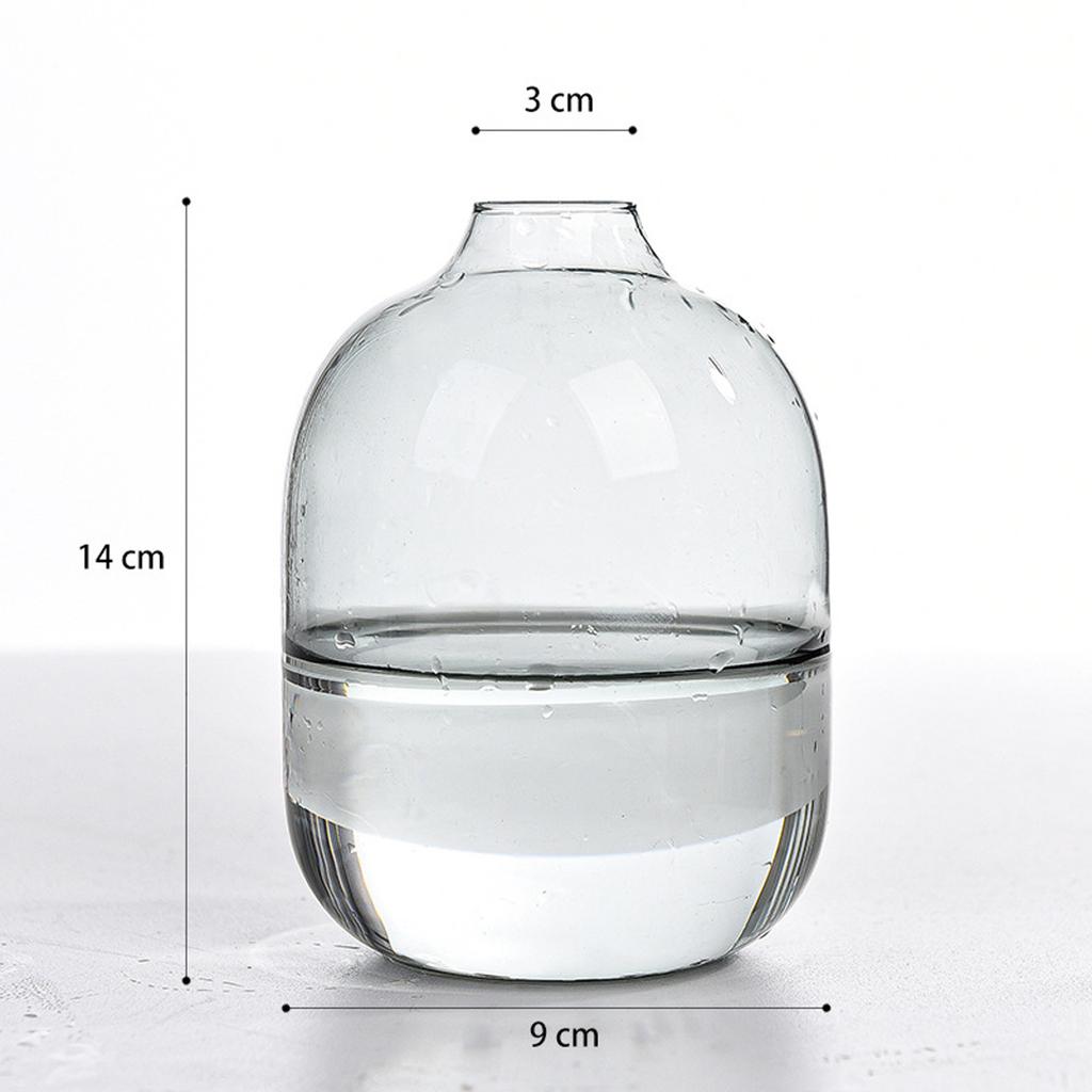Glass Flower Vase Decorative Statue Figurine Planter Pot Flowerpot for Bookcase Office Living Room Coffee Table Entrance