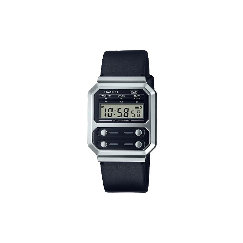 

Casio VINTAGE Series-A100 Life Waterproof Quartz Movement Genuine Leather Strap Japanese and Korean Watch Unisex Gray Dial A100WEL-1A серый