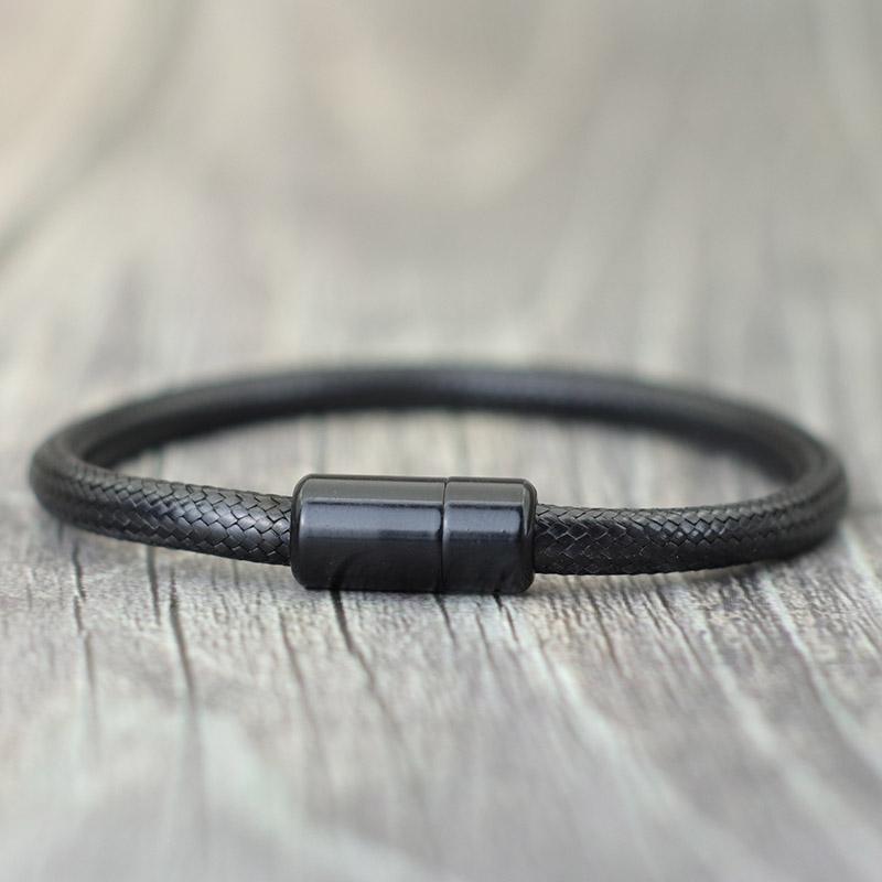 New Punk Men Bracelet Black Brown Wax Rope Braclet Magentic Clasp Pulsera Hombre Hand Bands For Him Macrame Braslet Gift