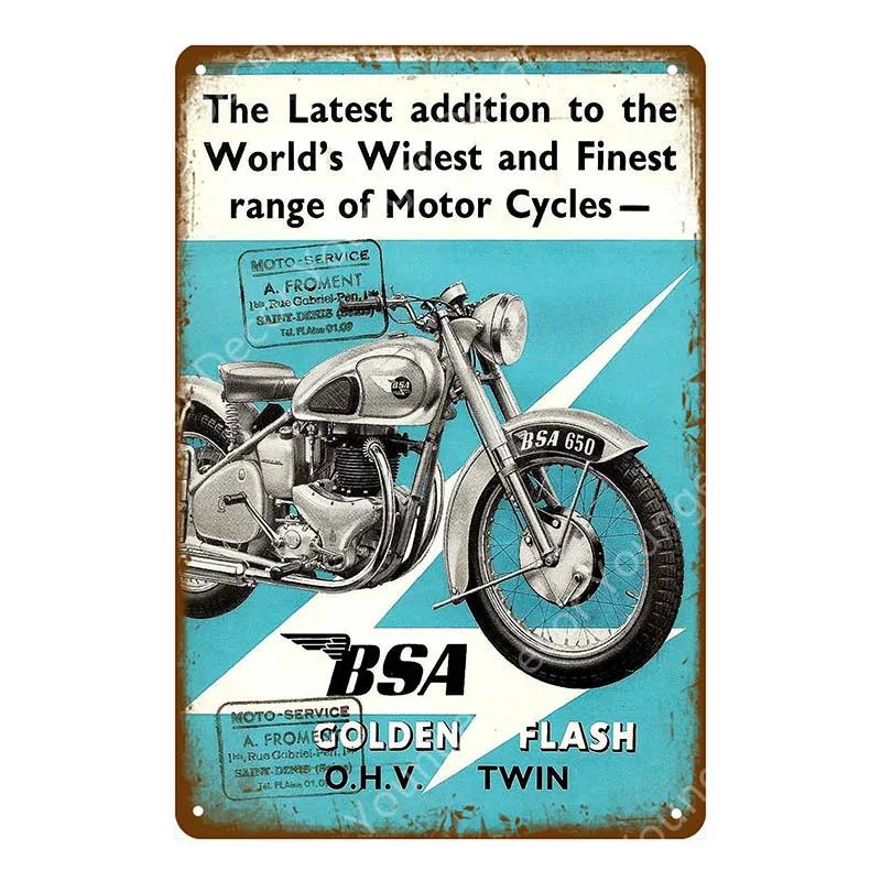 Motor Rider Tin Sign Motorcycle Club Garage Wall Stickers Metal Signs Decor Vintage Shabby Plate Painting Decorative Plaques