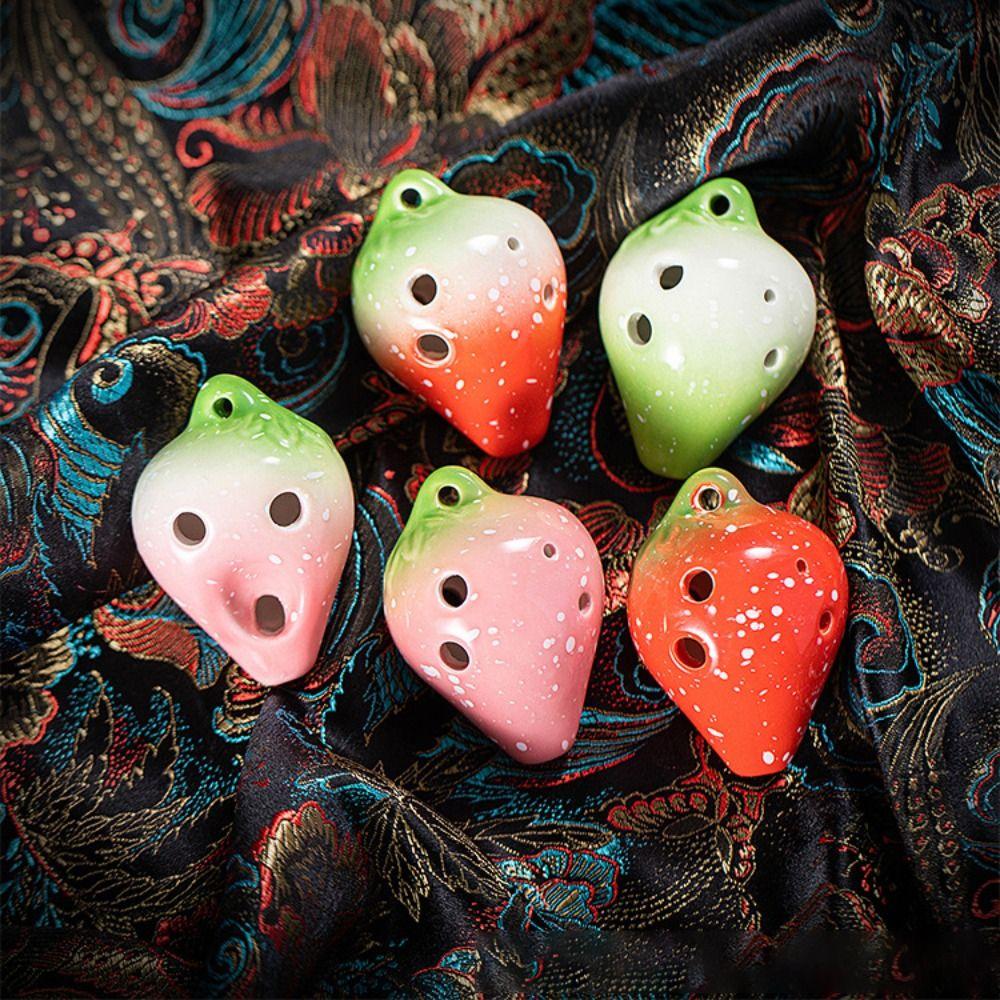 C Tone Strawberry Shaped Ocarina Gradient Color Kids Musical Instruments Toy  Student