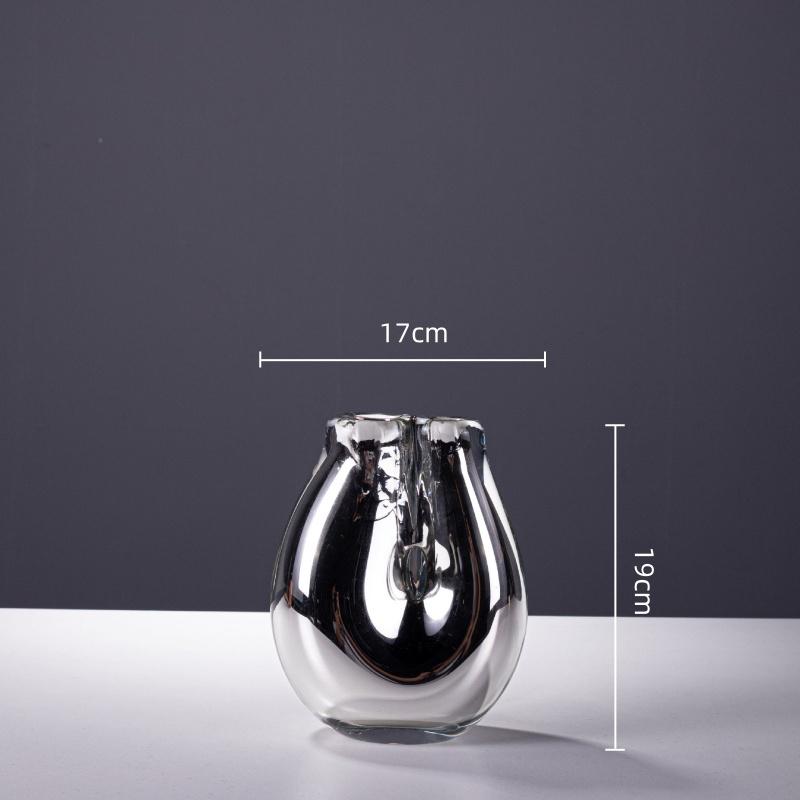 

Glass Vase Silver Geometric Arc Flower Vase Flower Arrangement Accessories Hydroponics Terrarium Home Decoration Accessories