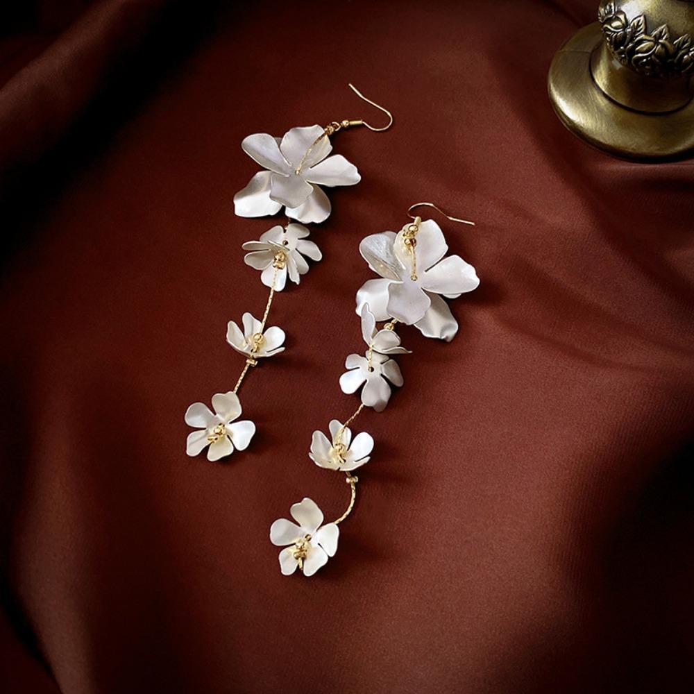 Ambience Silver Needle Flower Fringed Earrings Small Fresh Temperament Earrings Advanced Earrings Women