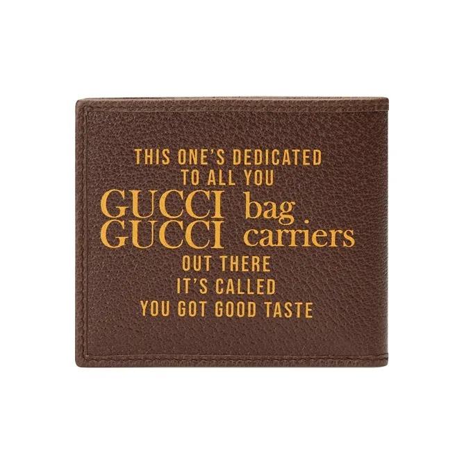 Gucci Logo Letter Print Leather Wallet for Men In Brown