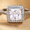 Square Inlaid Zircon Luxury Ring for Women with Elegant and Trendy Design, Personalized Temperament, and Zircon Accessories
