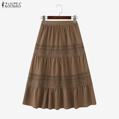 Dames Casual Elastische Taille Losse Lange Rokken
