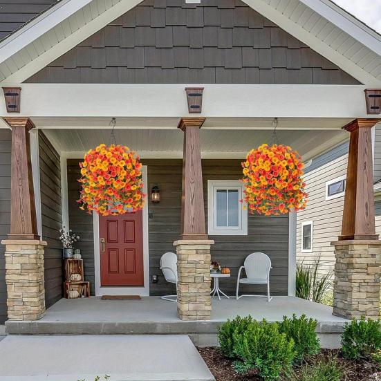 1/2/3/4Pcs Fall Hanging Artificial Morning Glory UV Resistant Realistic Fake Flower Wedding Party Indoor Outdoor Garden Wall Hanging Flower Decoration