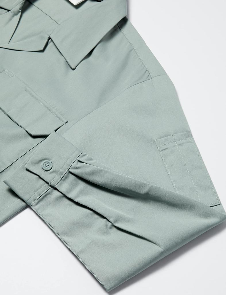 COCOS Nobuoka A-6651 Open-Collar Long-Sleeve Blouson, Green, Size M