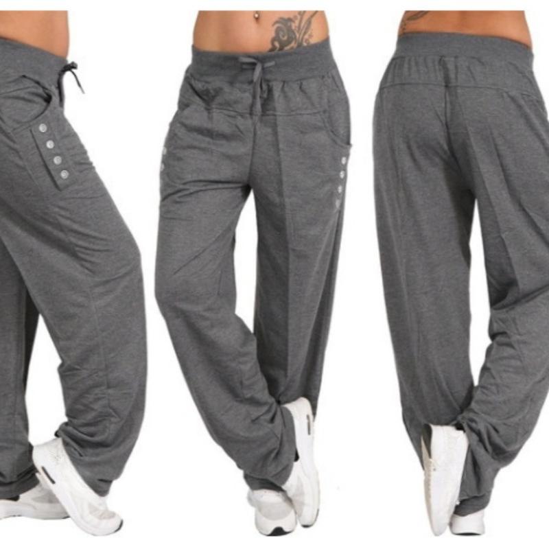 Autumn Solid Lace-up Casual Loose Wide Leg Pants Women Fashion Straight Mid Waist Plus Size Trousers Women Pockets Simple Office Lady Pants 25169