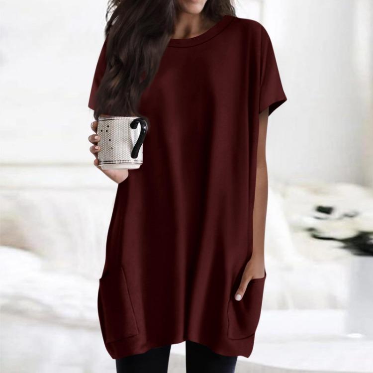 Regular Fit Women T Shirt Short Sleeves Round Neck Pocket Print Tops