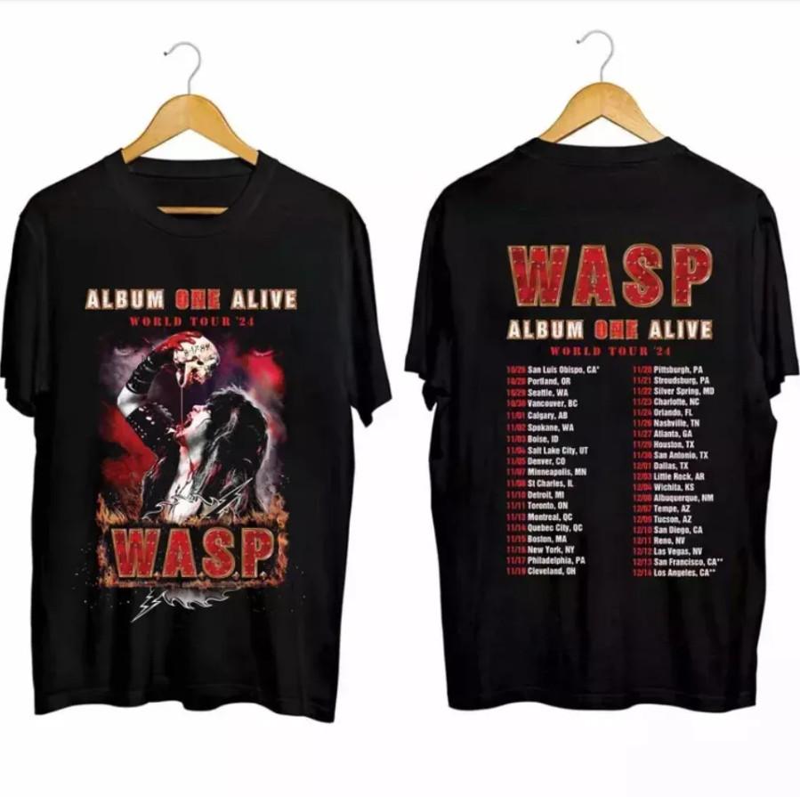 

W.A.S.P. Album On Alive 2024 Tour T-Shirt – Heavyweight Black Tee for Men M