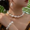 Trendy Irregular Pearl Necklace and Earrings Set - Women's Fashion Jewelry