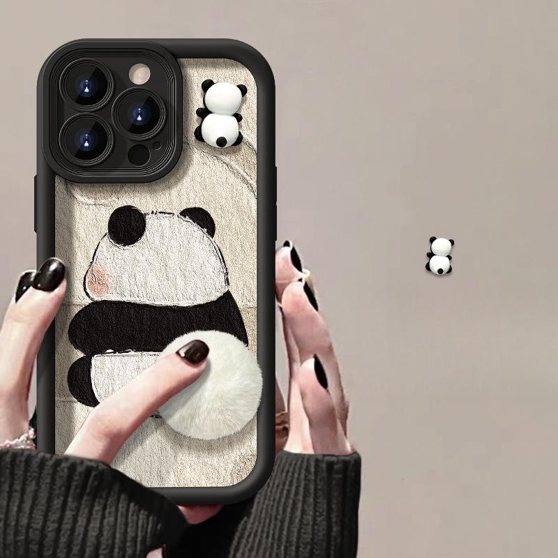 Applicable To Apple 15 Mobile Phone Case IPhone14/13promax12/11 Cute Hair Ball Panda Xr