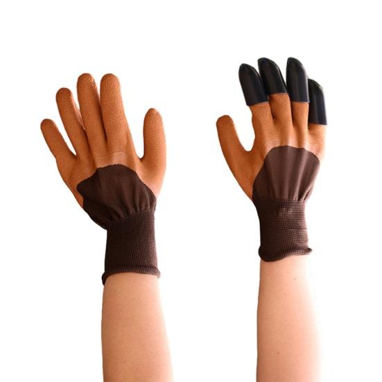 Gardening Gloves Lightweight Protective Work Gloves with Adjustable Wrist  Grip Claws for Garden Use Planting Weeding 25 cm кофейный