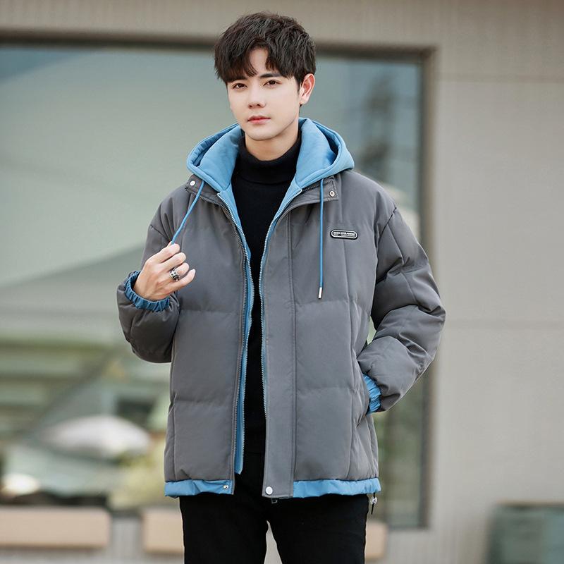Winter Thickened Warm Cotton-padded Clothes Men's Loose Bread Clothes Trendy Fake Two-piece Hooded Velvet Cotton Jacket