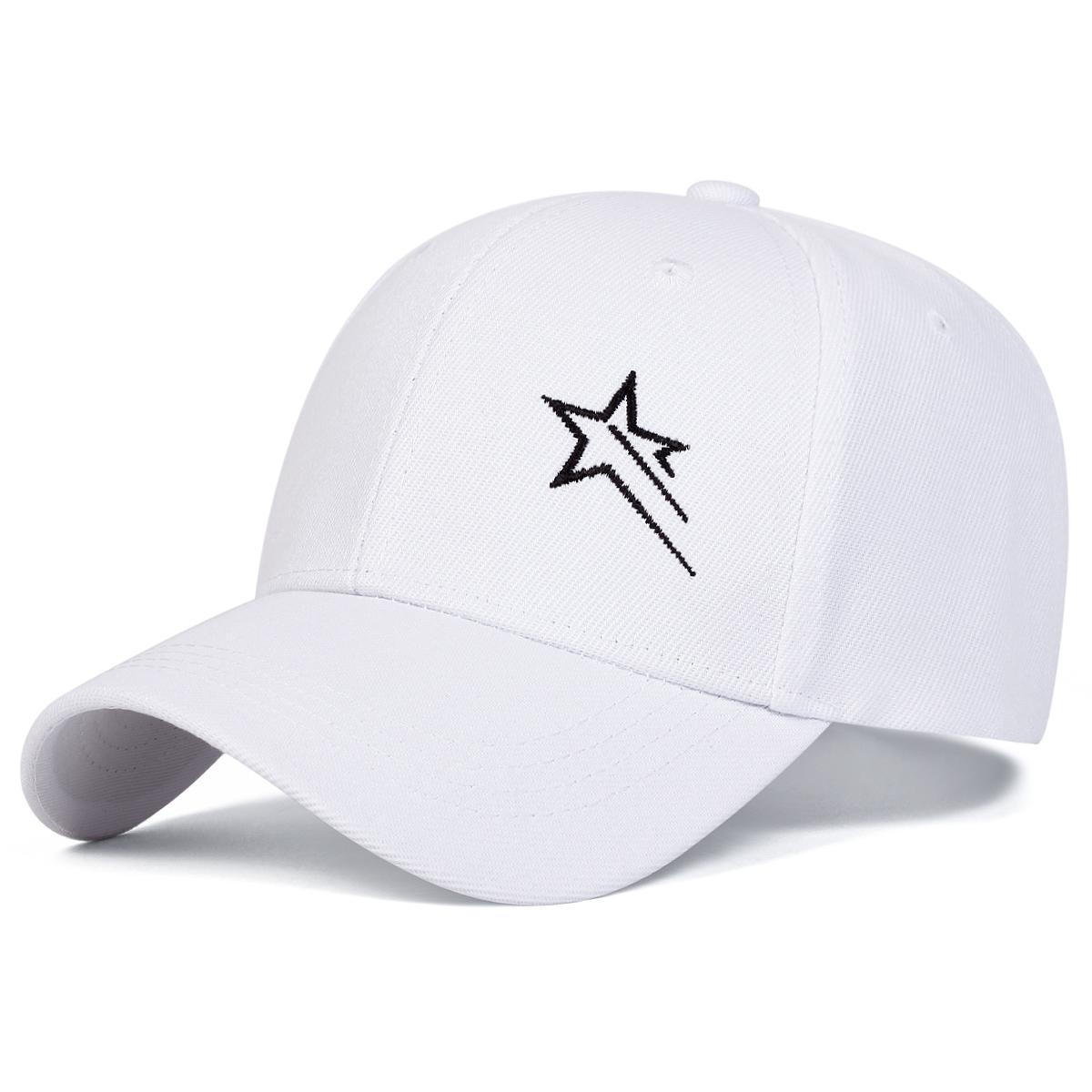 

Бейсболки унисекс с вышитой пятиконечной звездой, регулируемые, для отдыха на природе, весна и осень, повседневные, солнцезащитные шляпы белый