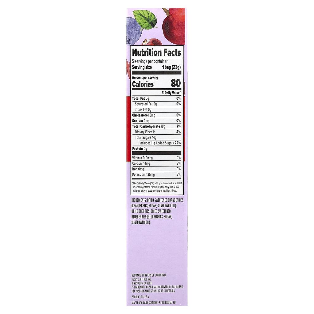 Sun-Maid FarmStand Reserve™, Dried Mixed Berries, 5 Pack, 0.8 Oz (23 G) Each