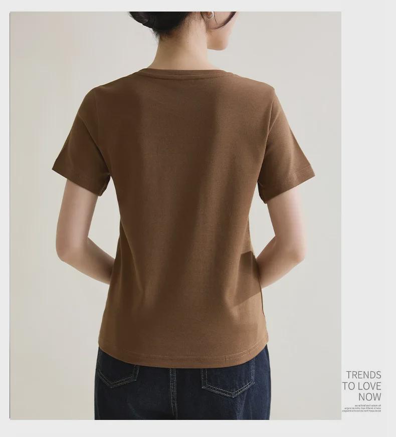 Ice-Feel Slim Fit Cotton Round Neck T-Shirt, Solid Color, Short-Sleeve, Women's 2025 Spring/Summer Collection