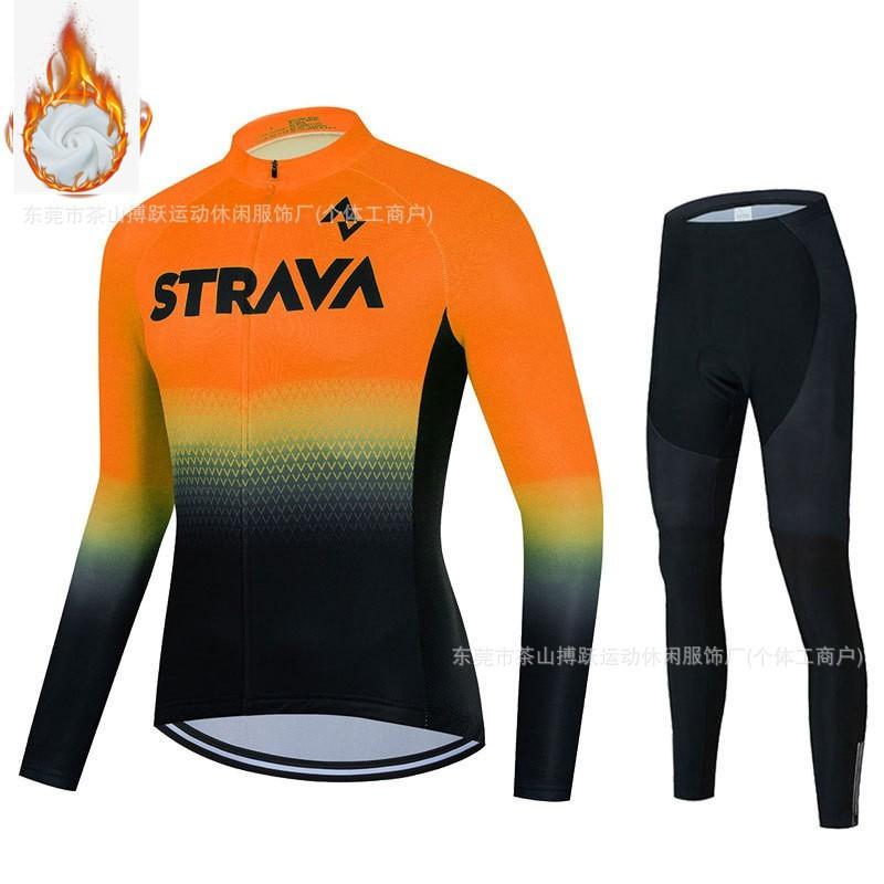 Winter Cycling Jersey Set Long Sleeve Thermal Insulated Bike Riding Suit Team Edition Men Women