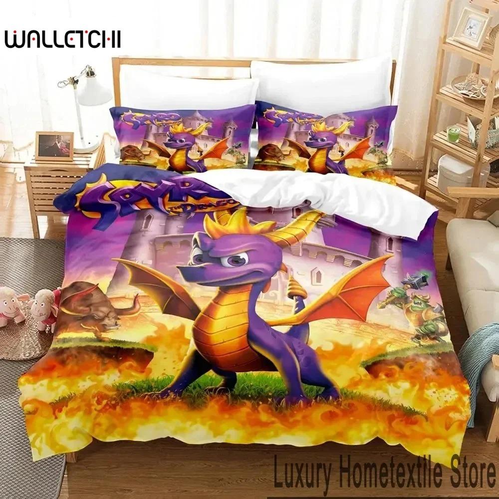 

Cartoon Spyro Reignited Trilogy Bedding Set Duvet Cover Bed Set Quilt Cover Pillowcase Comforter king Queen Size Boys Adult EU Single 135x200cm