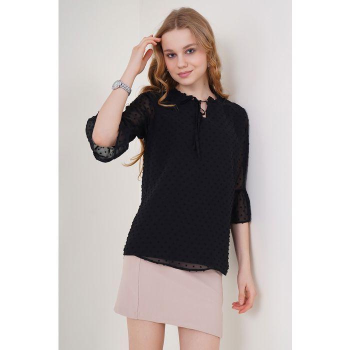 MT Clothes - Chemisier en mousseline Noir 42