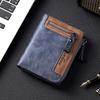 Retro Men's Color Block Leather Wallet with Zipper – Multi-functional Card Holder with Multiple Slots