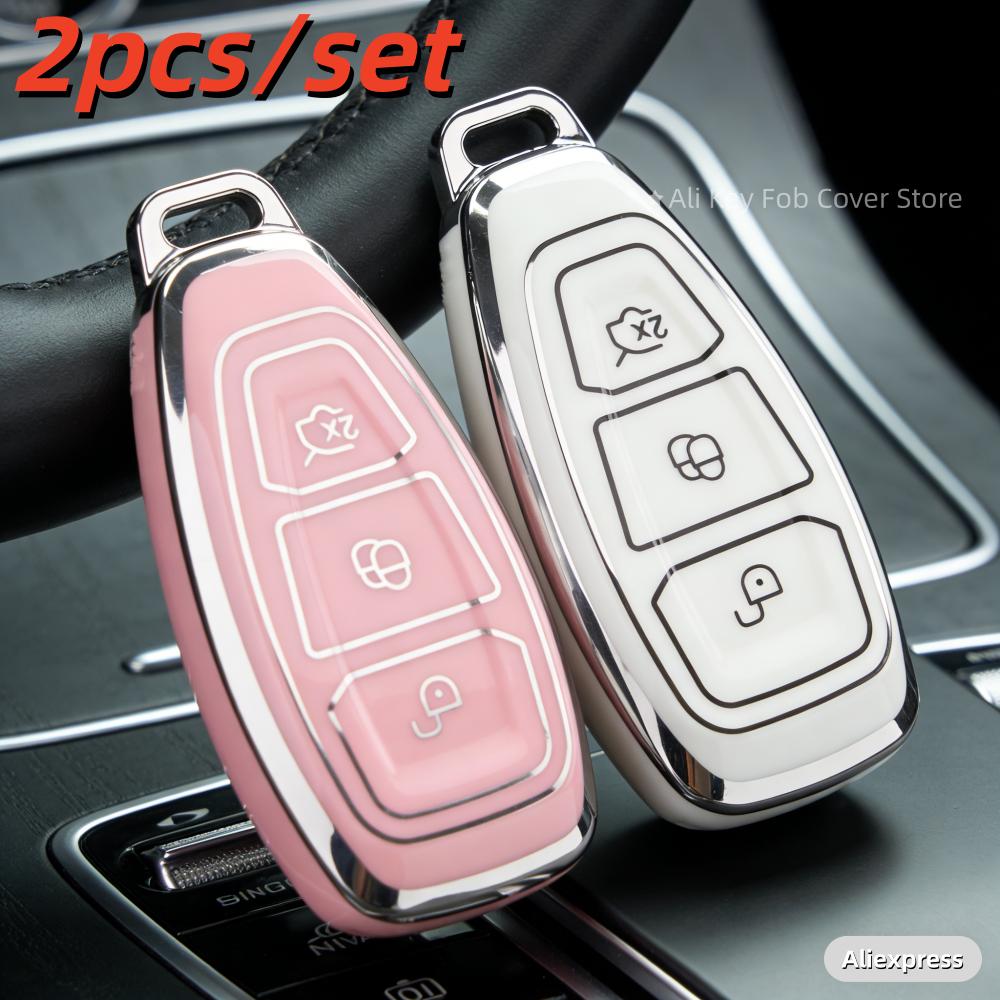 2pcs Car Key Case Covers For Ford Focus 3 4 ST Mondeo MK3 MK4 Fiesta Fusion Kuga 2013 2014 2015 2017