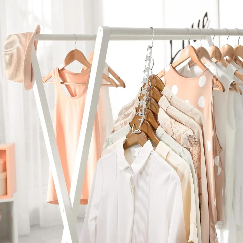 וו קסם מנירוסטה 6 חורים מתלים מתכת רב-תכליתיים חיסכון במקום מחזיק ארגון אחסון מלתחה מדורגים חזקים