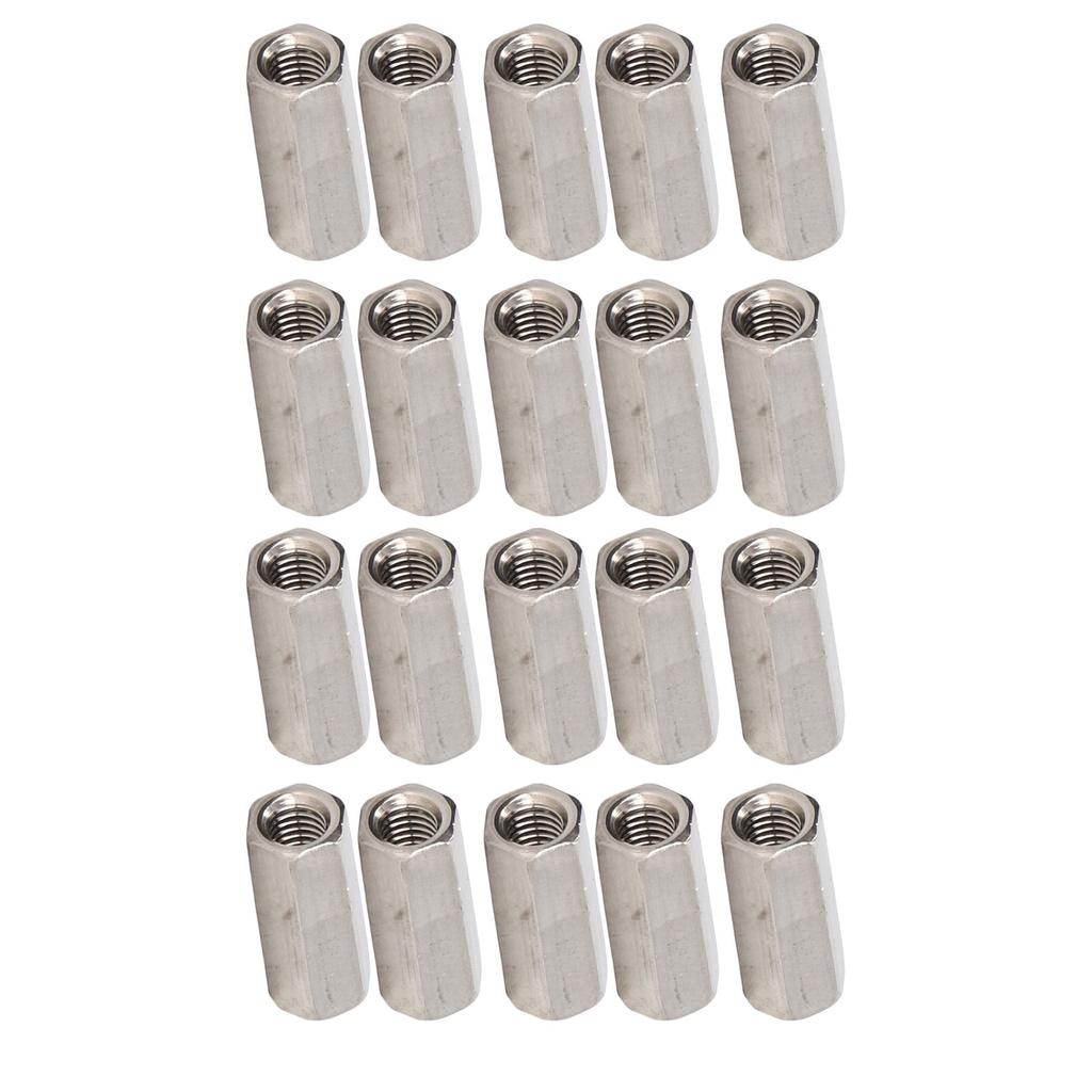 20Pcs Hex Coupling Nut 304 Stainless Steel Rust Proof Female Thread M5 Connector Nut Silver
