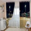 Custom Curtains City Night Scene City Lighting Basketball Court Curtain Luxury 3D Window Curtain For Living Room