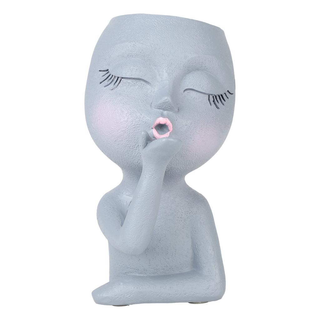 Sculpture Flower Pot Resin Portrait Flying Kiss Flower Pot Planter Pot Closed Eye Flower Pot