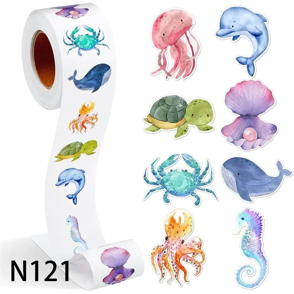 Animals Stickers 500Pcs/Roll Heterotypic Forest 2.5cm/1.0'' Art Labels Learning Rewards Adorn Gifts For Watercup Phone PC Pad