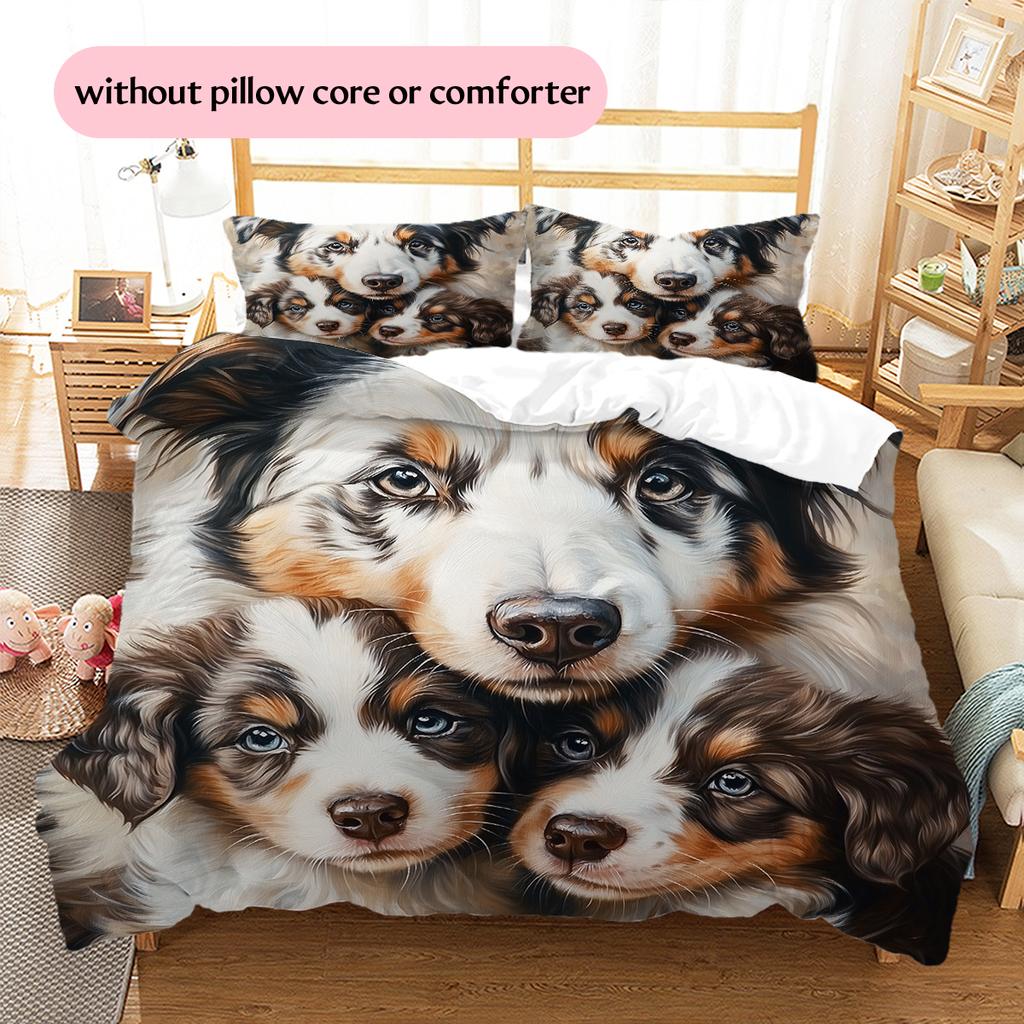 Australian Shepherd Dog Pattern Bedding Home Decoration Birthday Gift (1 * Duvet Cover + 2 * Pillowcase, Without Core)