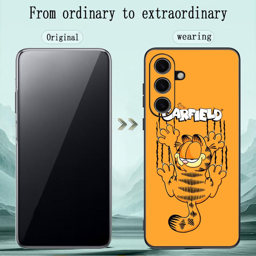 Gar-fis Cute Cartoon Cat Cool Design Phone Case For Samsung Galaxy S26 S25 S24 S23 S22 S21 Plus Ultra Note20 Soft Black