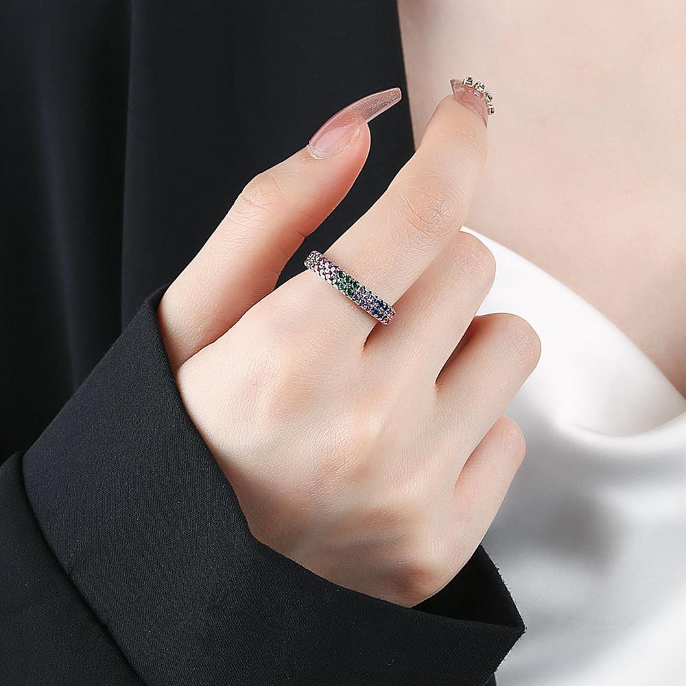 Buyee Copper Female Ring Finger Multi Color Crystal Open Ring Finger For Women Fashion Party Fine Jewelry Circle