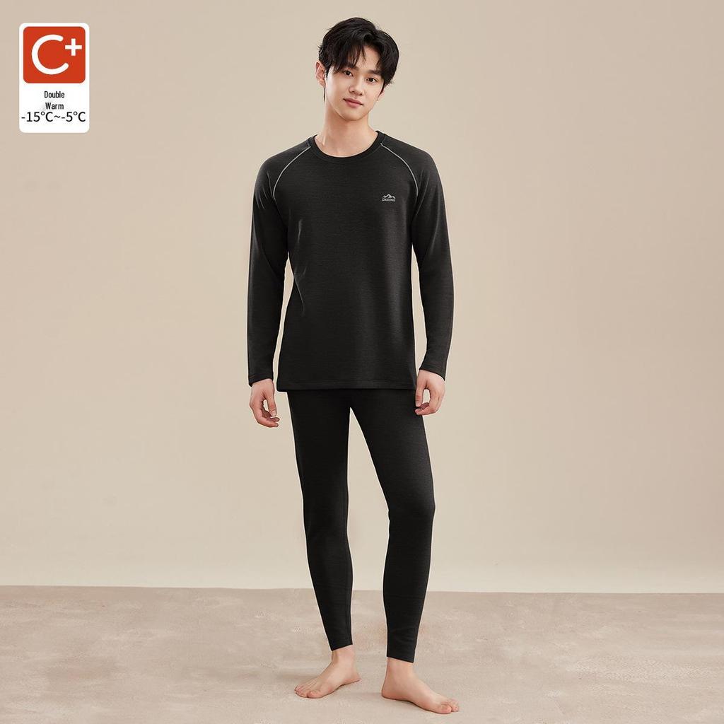 Men's 2025 Wool Silk Protein Thermal Underwear Set - German Velvet, Fleece-Lined, Extra Thick for Autumn