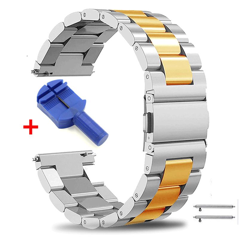 22mm 20mm 18mm Metal Strap for Samsung Galaxy Watch 3 4 Active2 S2 Gear S3 Gt 2 Huawei GT2/Amazfit GTR Stainless Steel Bracelet Gift for Mother's Day
