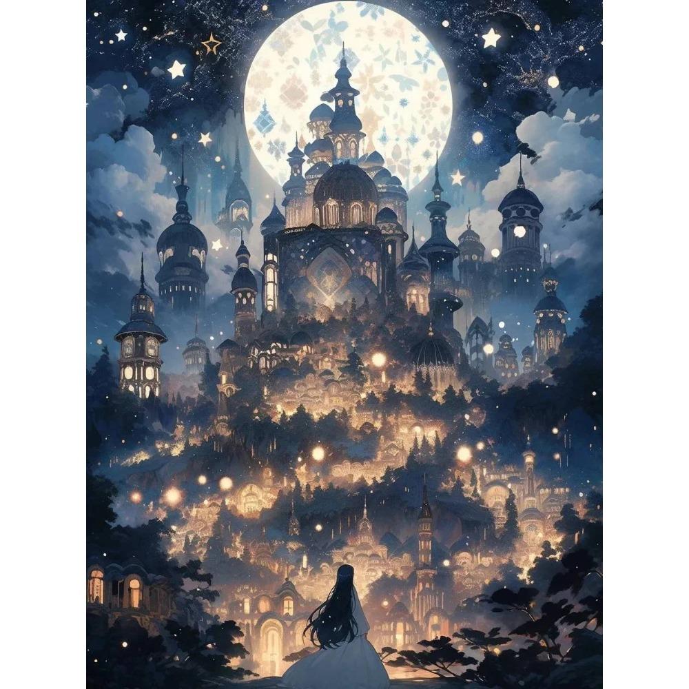 Round Diy Painting Diamond Full Cross Stitch 3d Animal Scene Home Decorative Art Painting Architectural Diamond Painting 5d Diamond Art Painting