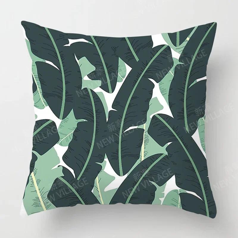 

Nordic fall home decor autumn throw pillow case sofa Cushion cover modern _ plant green leafztt--,(3) 66x66cm